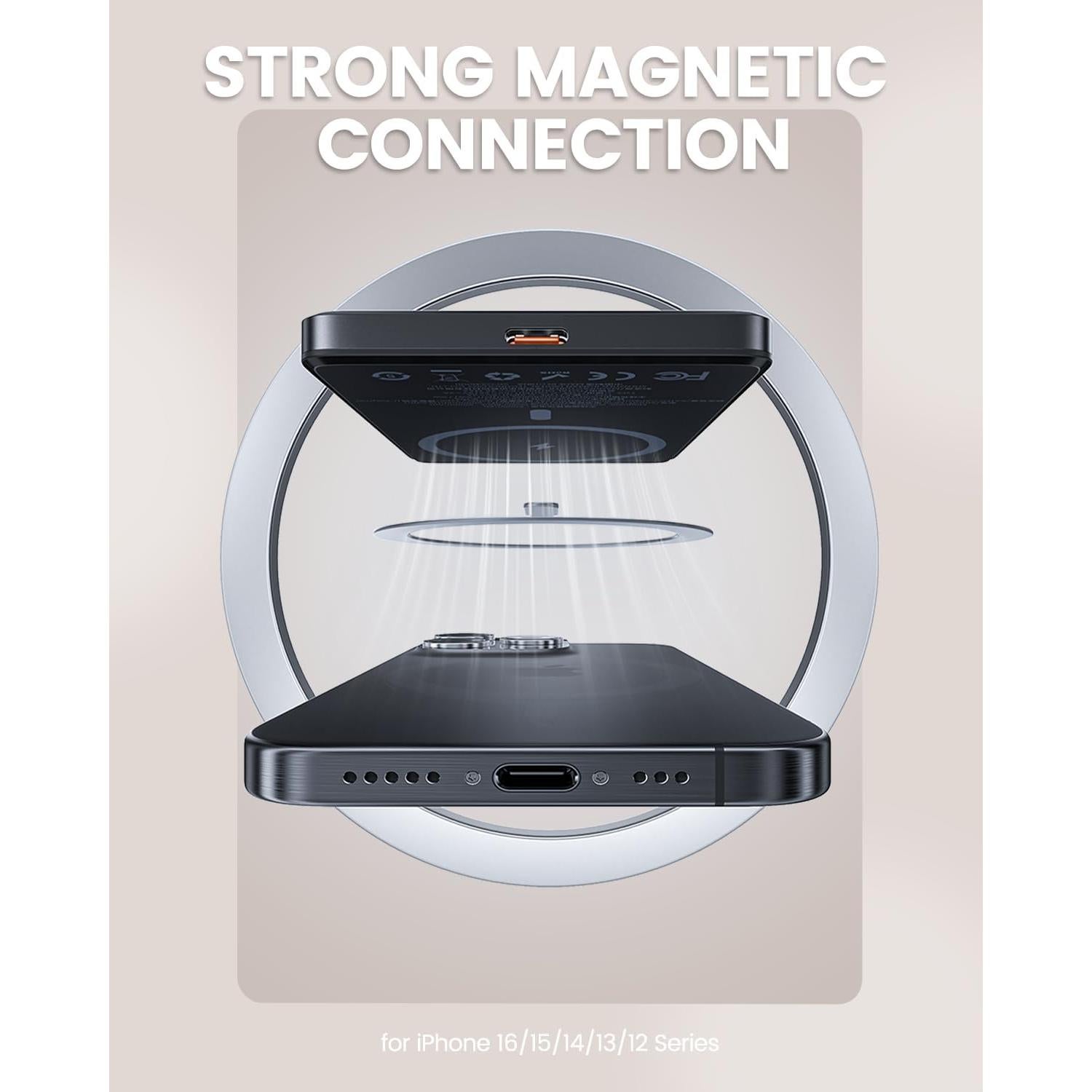 Banco de Poder Magnético 5000 mAh CASEBANG Carga Inalámbrica