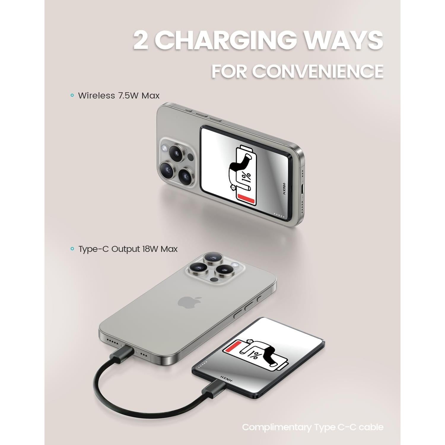 Banco de Poder Magnético 5000 mAh CASEBANG Carga Inalámbrica