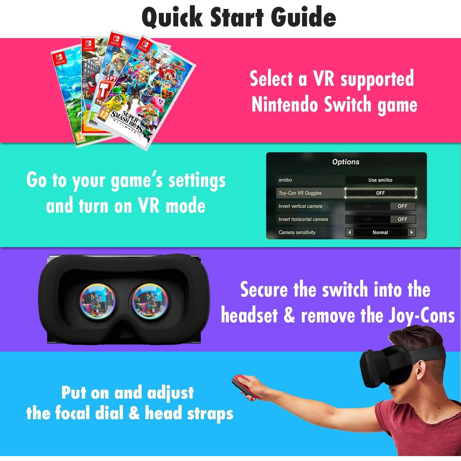 Auriculares VR Orzly para Nintendo Switch - Lente Ajustable - Negro