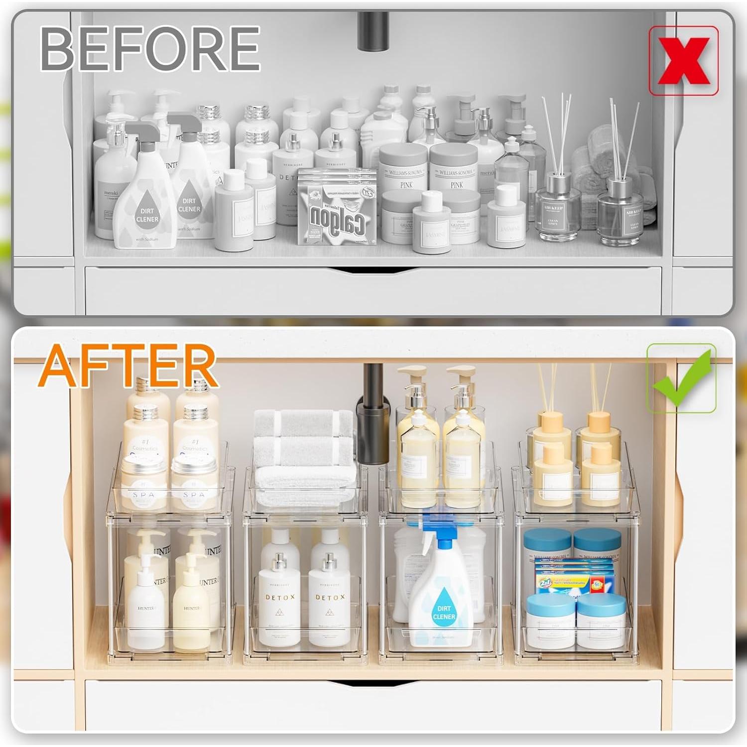 Organizador de Cajones Yieach 4 Piezas Acrílico Transparente