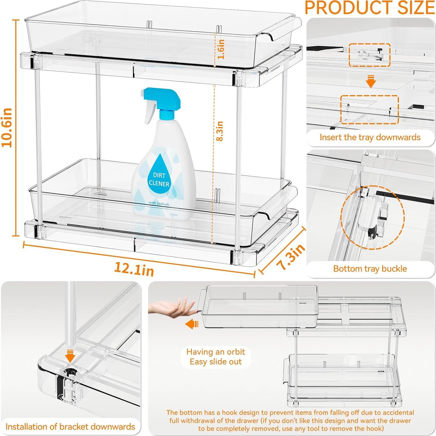 Organizador de Cajones Yieach 4 Piezas Acrílico Transparente