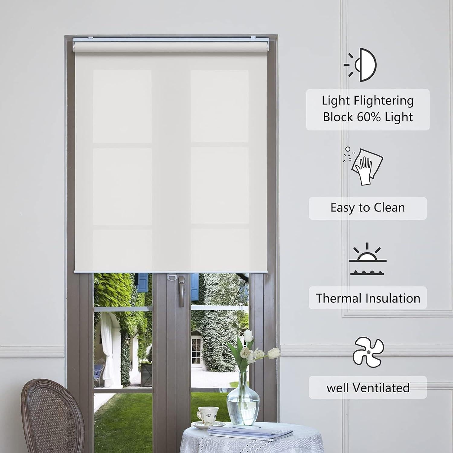 Persianas enrollables AOSKY 79 x 183 cm sin cordón UV blanco