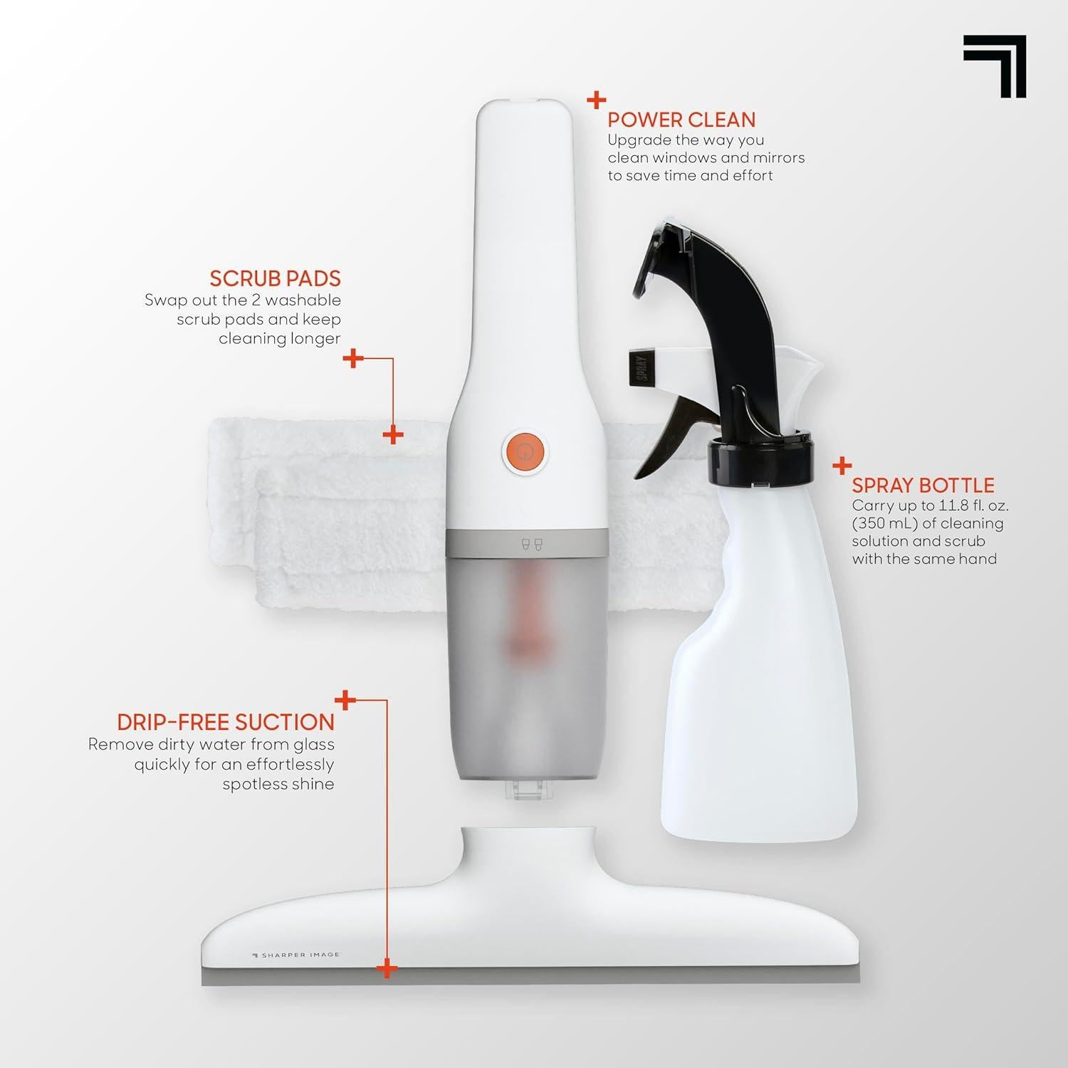 Limpiador de Ventanas Inalámbrico Sharper Image 2-en-1 28 cm