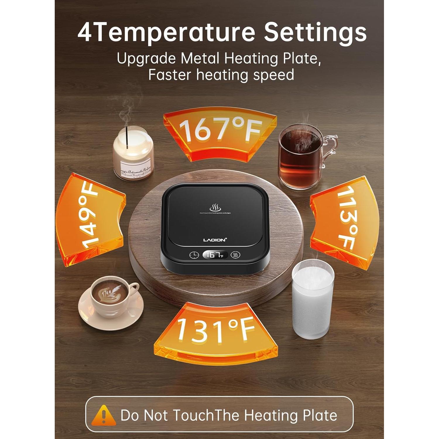 Calentador de Tazas LAOION 40W con Apagado Automático y 4 Temperaturas