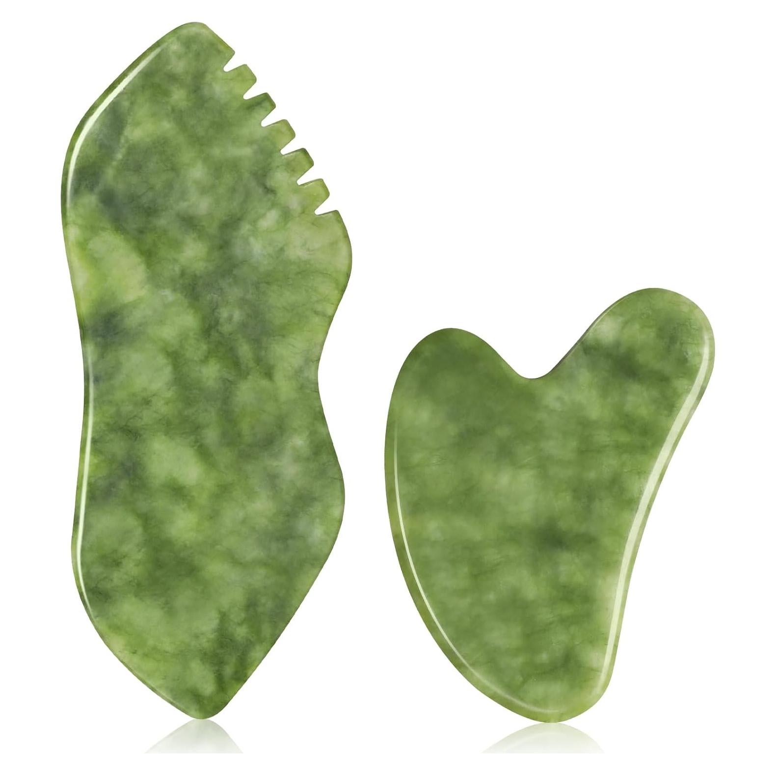 Juego de Gua Sha Airogym 2 Piezas de Jade Natural para Masaje Facial