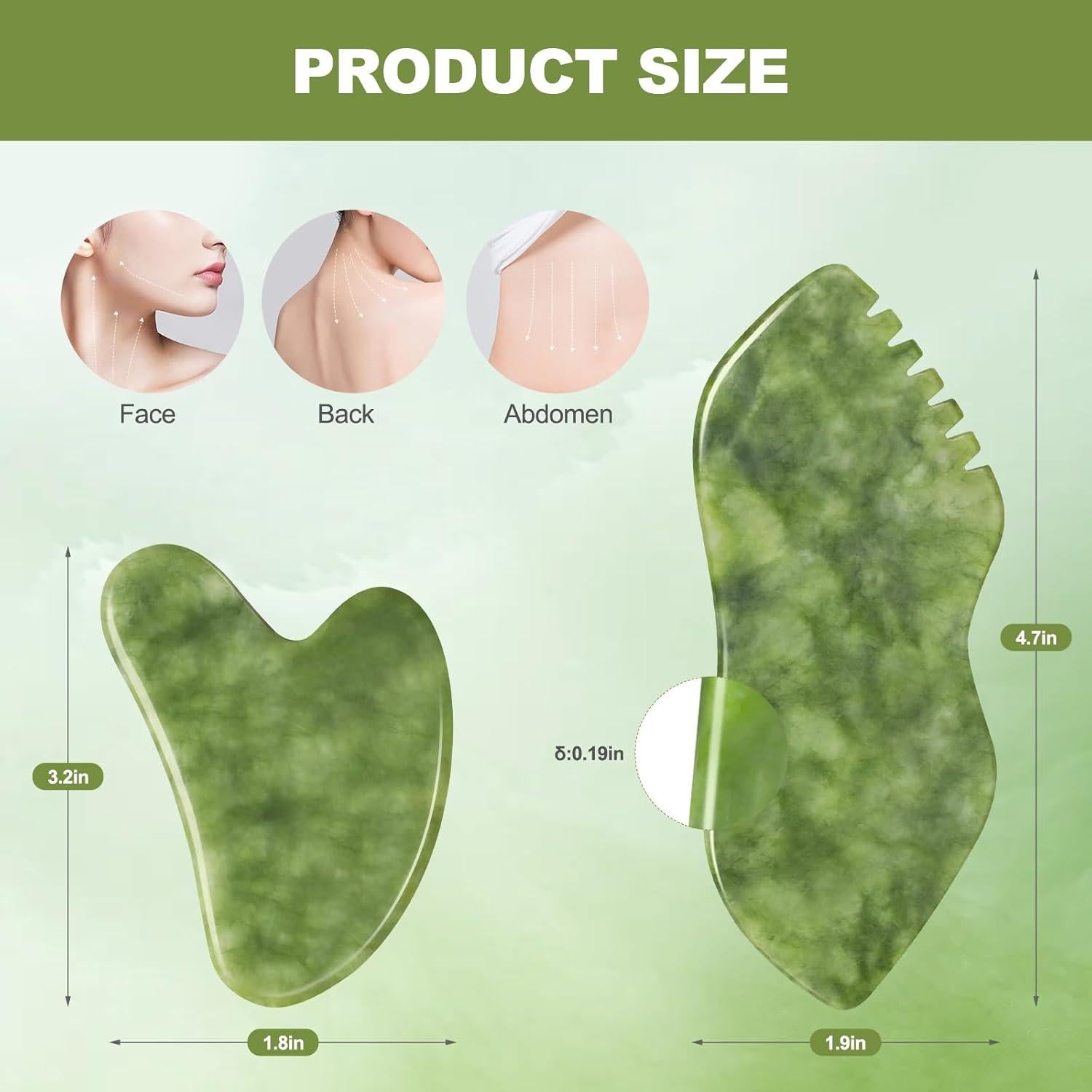 Juego de Gua Sha Airogym 2 Piezas de Jade Natural para Masaje Facial