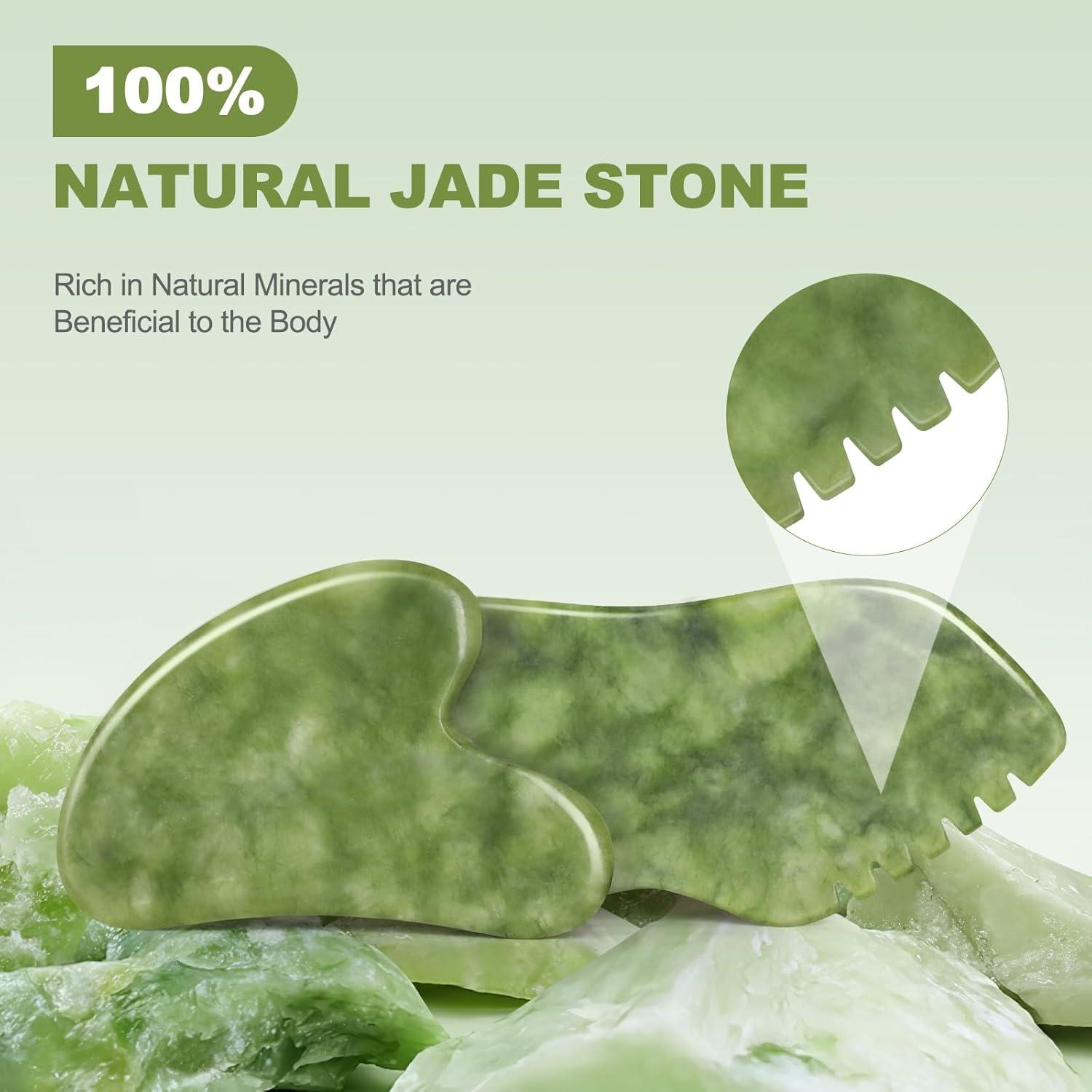 Juego de Gua Sha Airogym 2 Piezas de Jade Natural para Masaje Facial