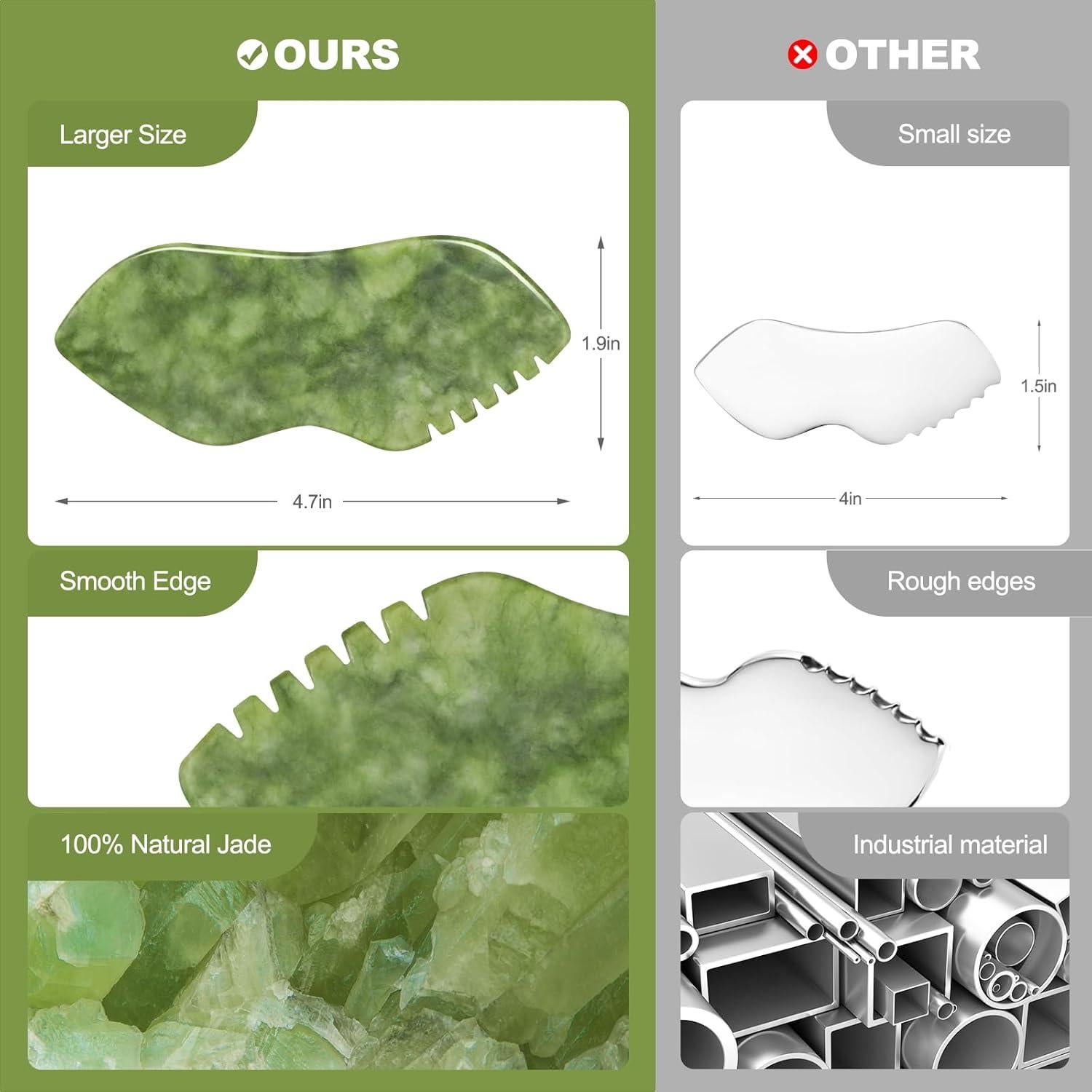 Juego de Gua Sha Airogym 2 Piezas de Jade Natural para Masaje Facial