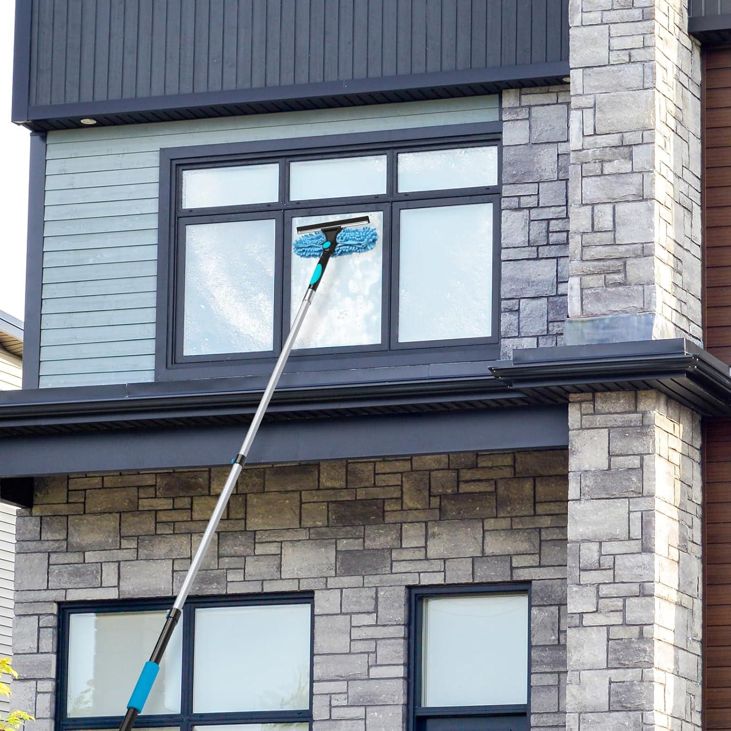 Kit de Limpieza de Ventanas 2 en 1 TrueYee con Poste Extensible 1.5-3.6m