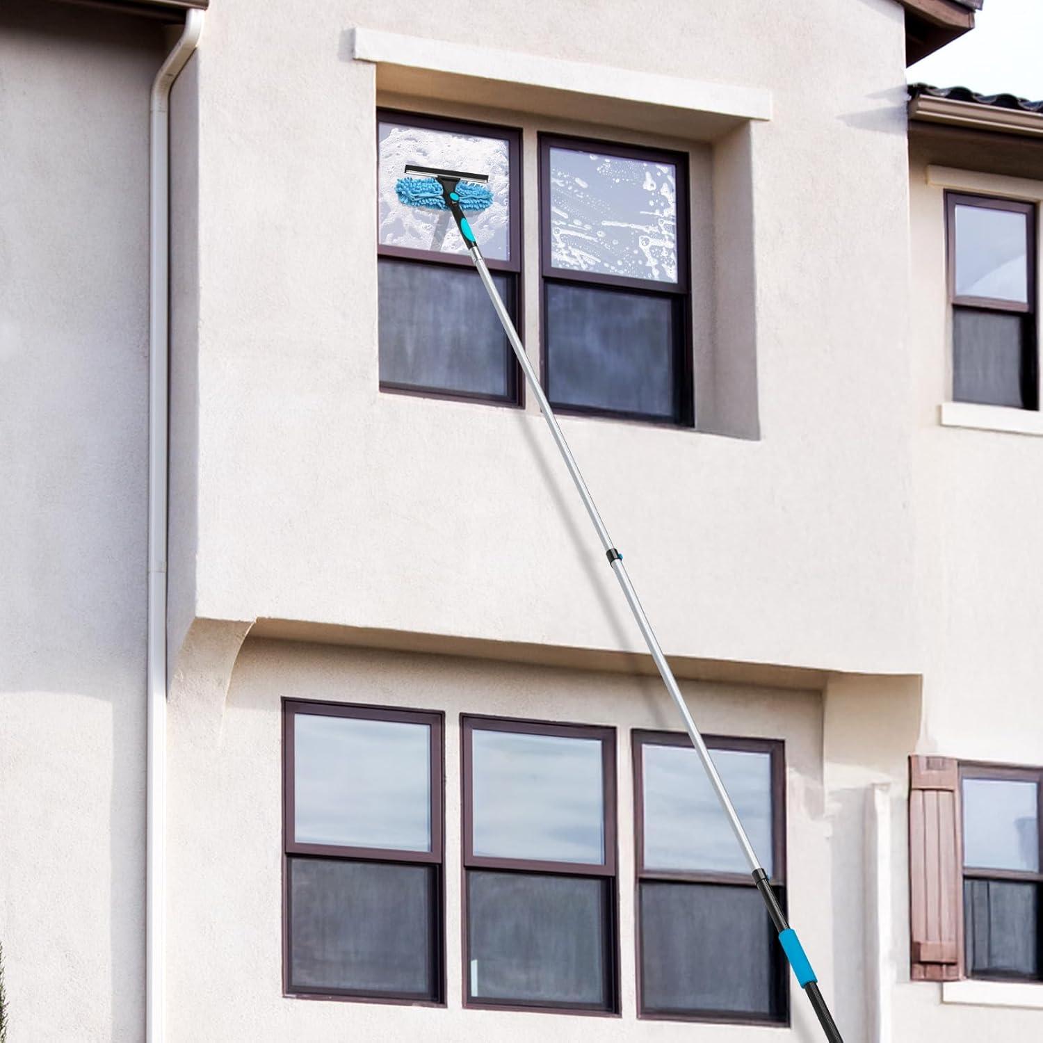 Kit de Limpieza de Ventanas 2 en 1 TrueYee con Poste Extensible 1.5-3.6m