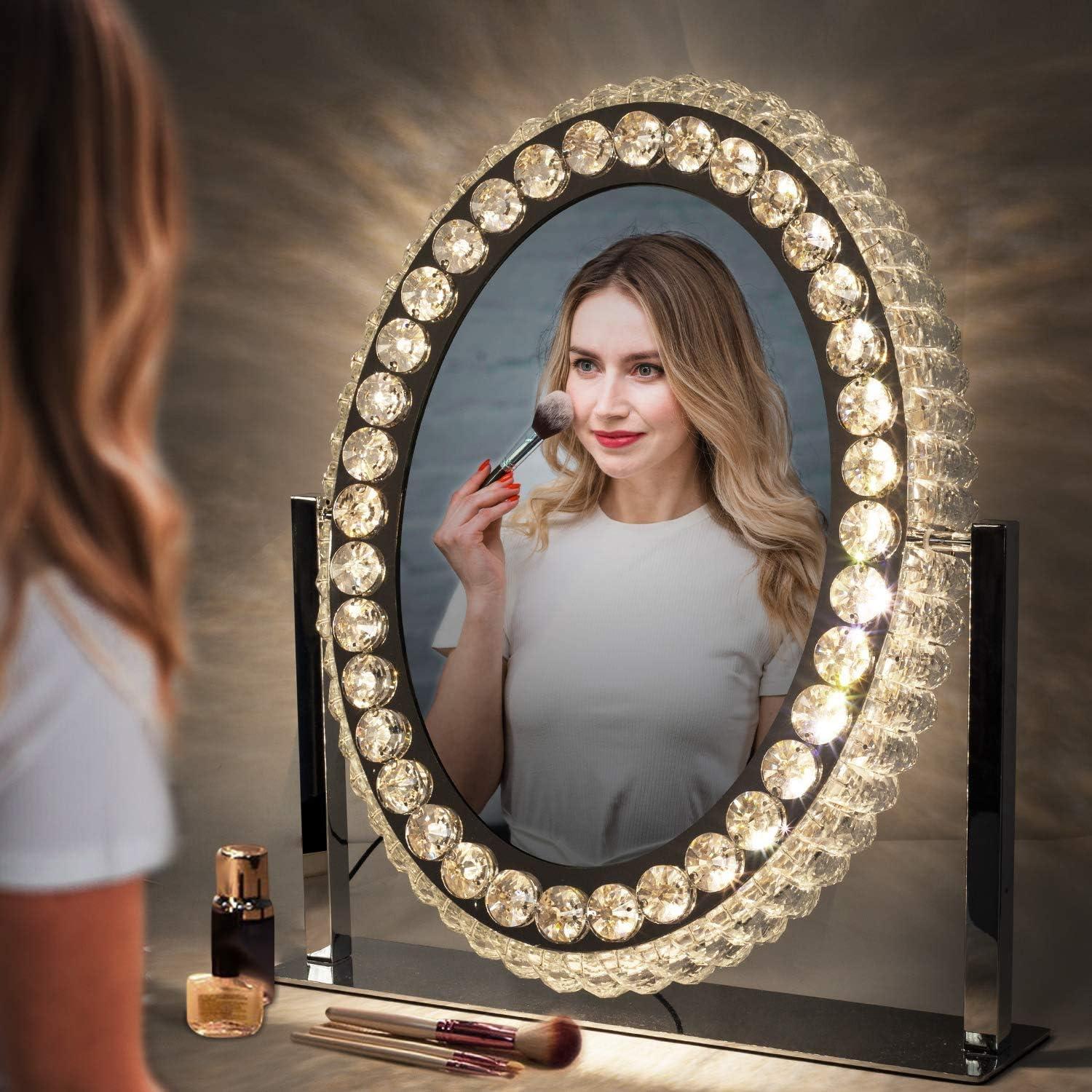 Espejo de tocador ovalado QYzblbang LED 45.72x52.07cm