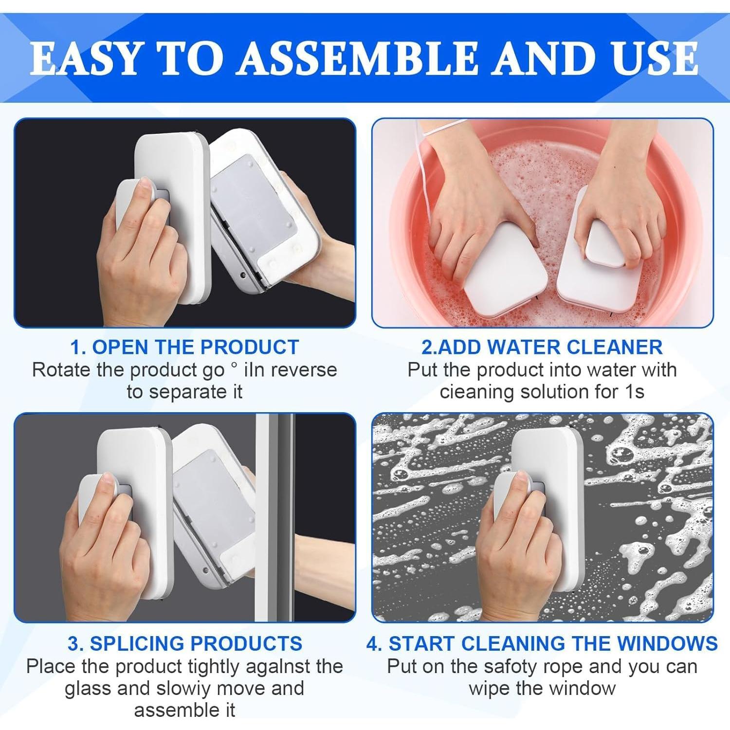 Limpiador de Ventanas Magnético KCYUOWQ Doble Cara 15x10 cm