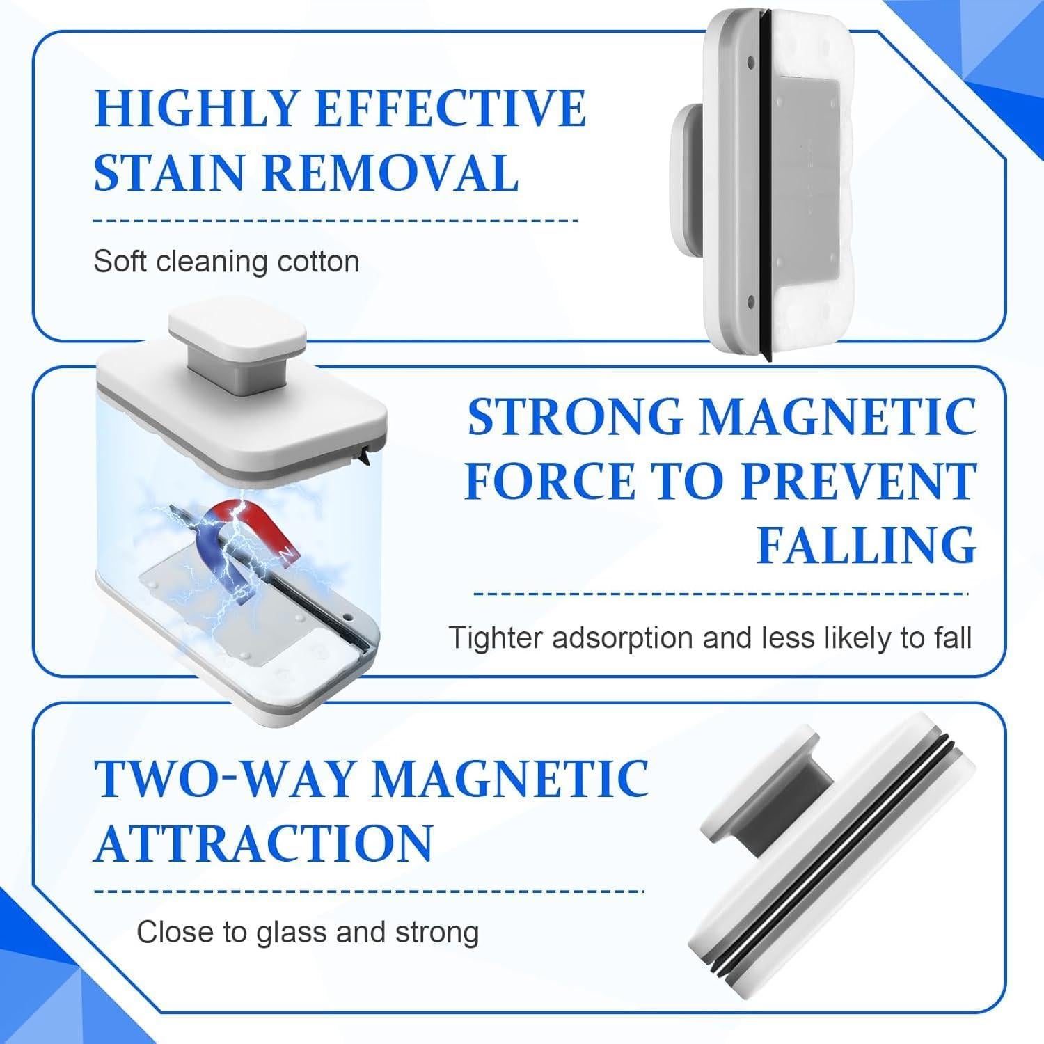 Limpiador de Ventanas Magnético KCYUOWQ Doble Cara 15x10 cm