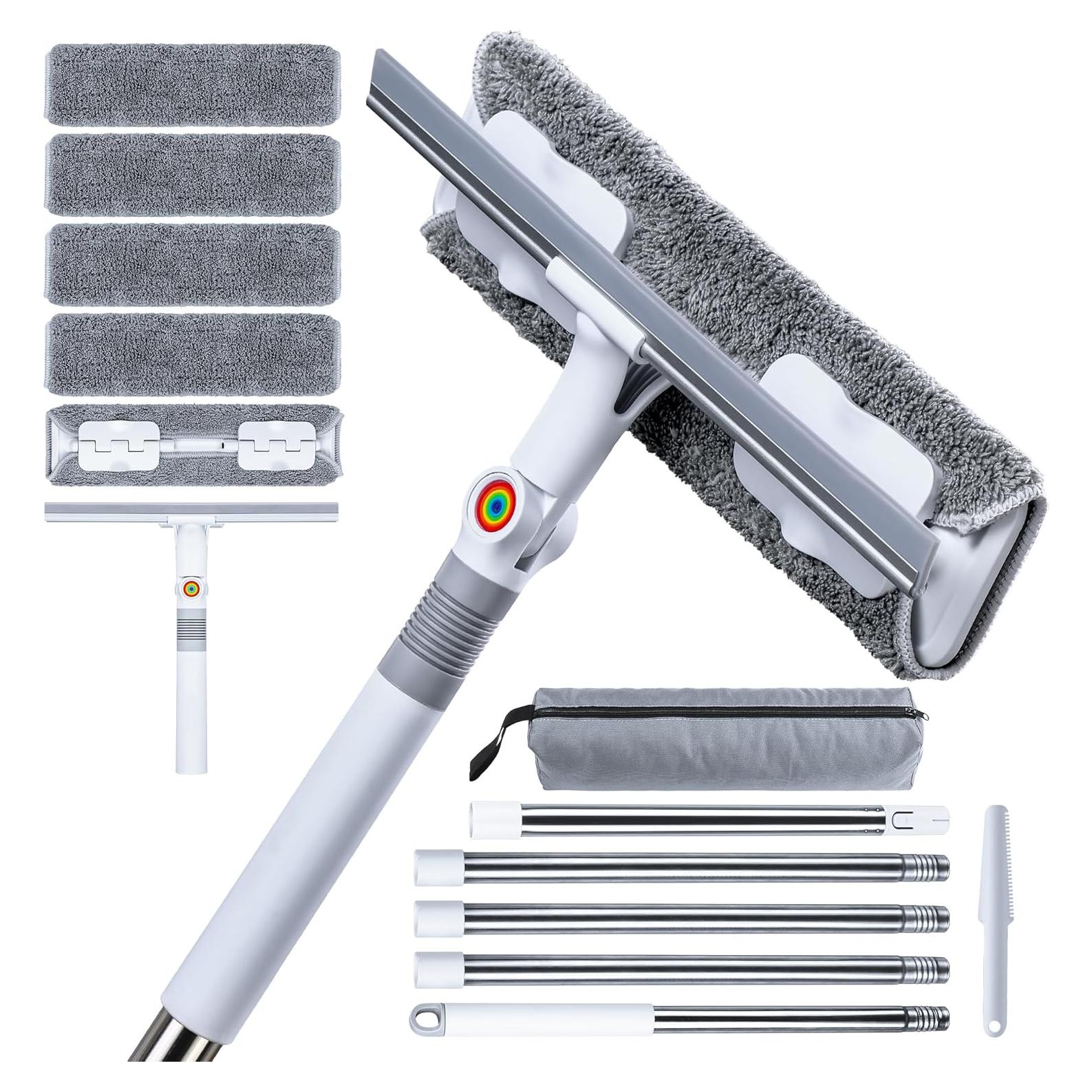 Kit de Limpieza de Ventanas CTIME 2 en 1 con Poste Extensible 203 cm