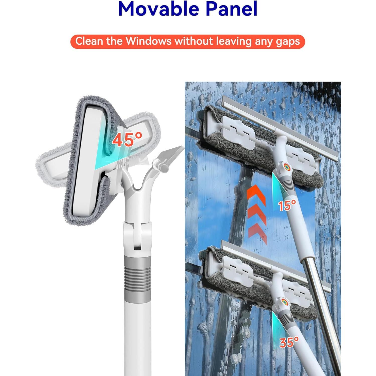 Kit de Limpieza de Ventanas CTIME 2 en 1 con Poste Extensible 203 cm