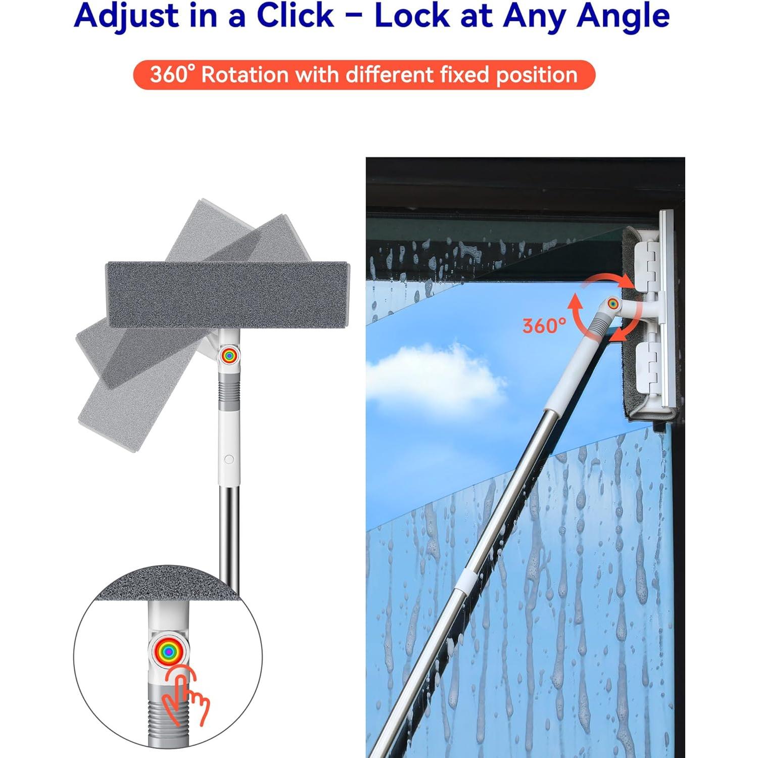 Kit de Limpieza de Ventanas CTIME 2 en 1 con Poste Extensible 203 cm