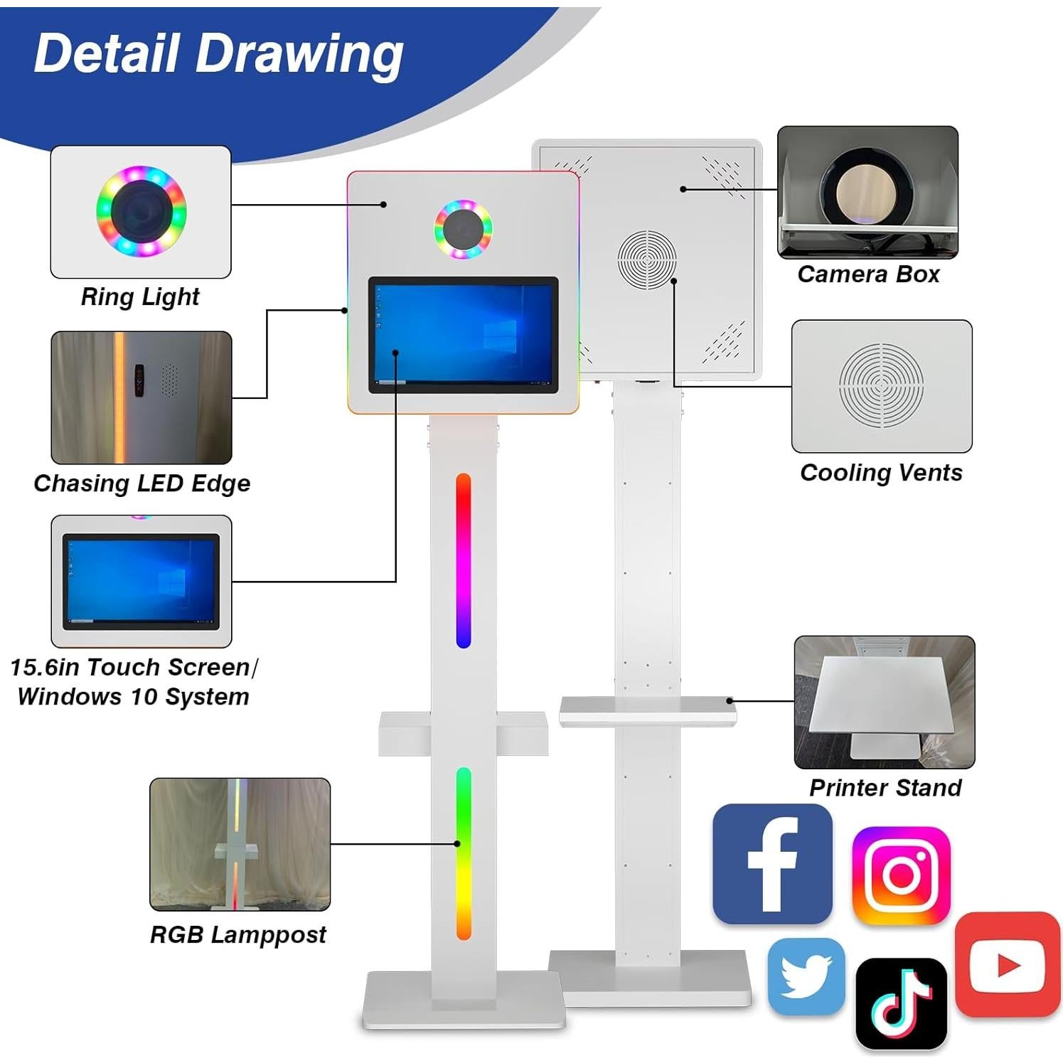 Cabina de Fotos DSLR Enwozp 15.6" Táctil para Eventos