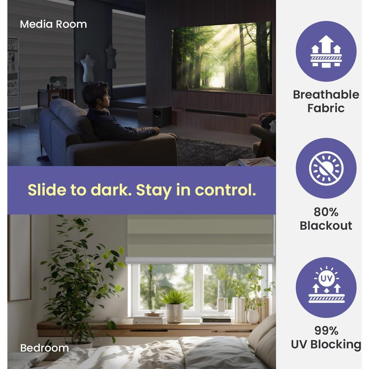 Persianas Zebra Blackout Cordless Foiresoft 89x163 cm Gris