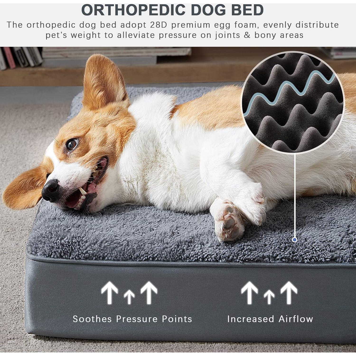 Cama Ortopédica para Perros MIHIKK 58.4x43.2cm Gris Impermeable