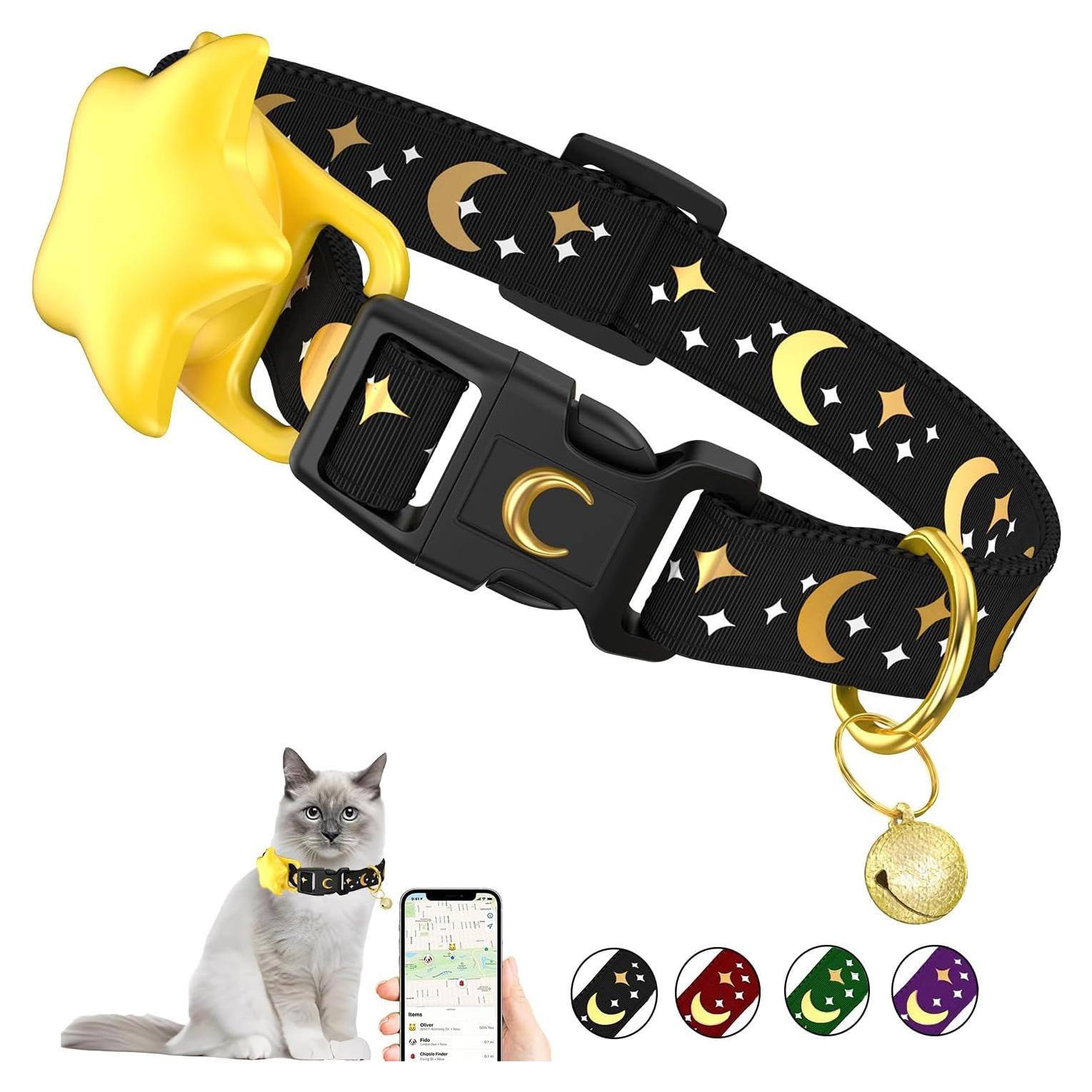 Collar para Gato con Soporte AirTag WAAAG Negro 16.5-25.4 cm