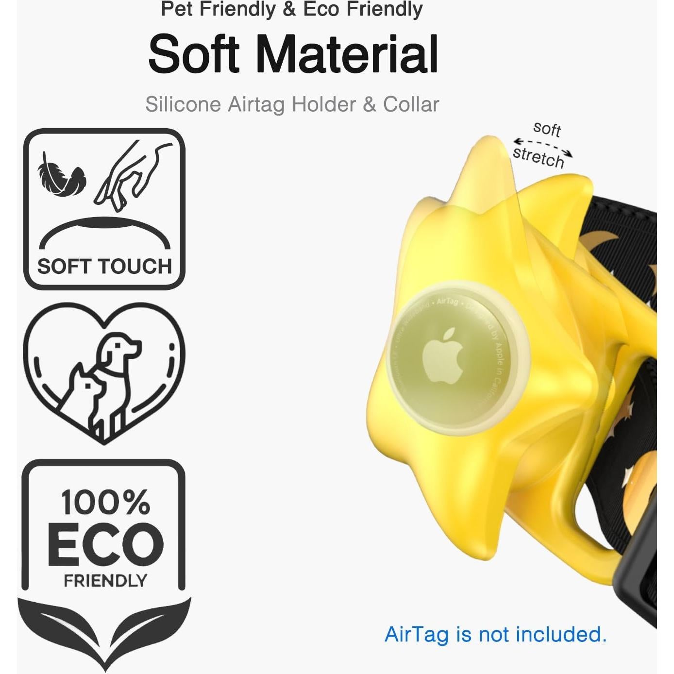 Collar para Gato con Soporte AirTag WAAAG Negro 16.5-25.4 cm