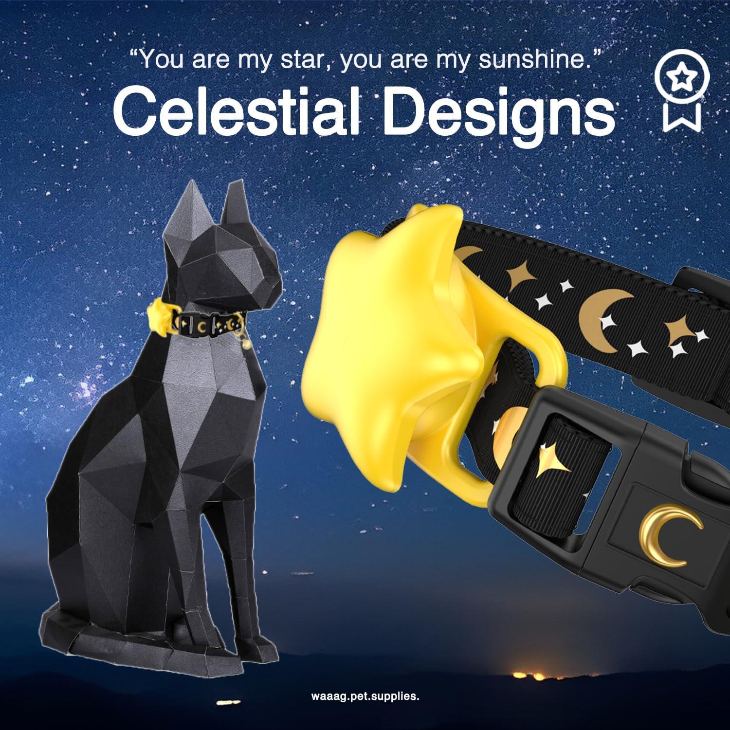 Collar para Gato con Soporte AirTag WAAAG Negro 16.5-25.4 cm