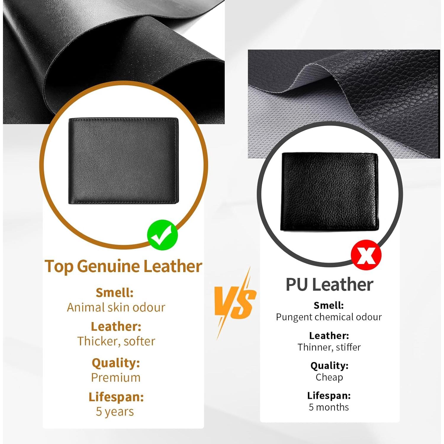 Cartera delgada de cuero genuino BSMUWOT con bloqueo RFID