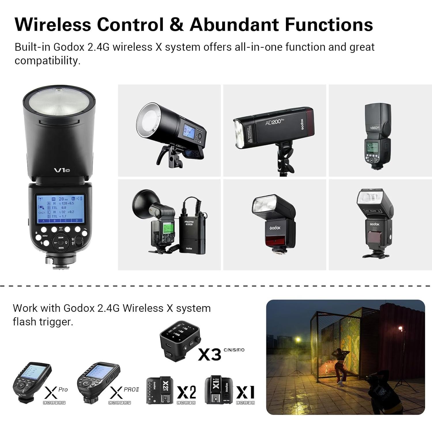 Flash Godox V1-C para Canon TTL 2.4G HSS 1/8000s 480 Flashes