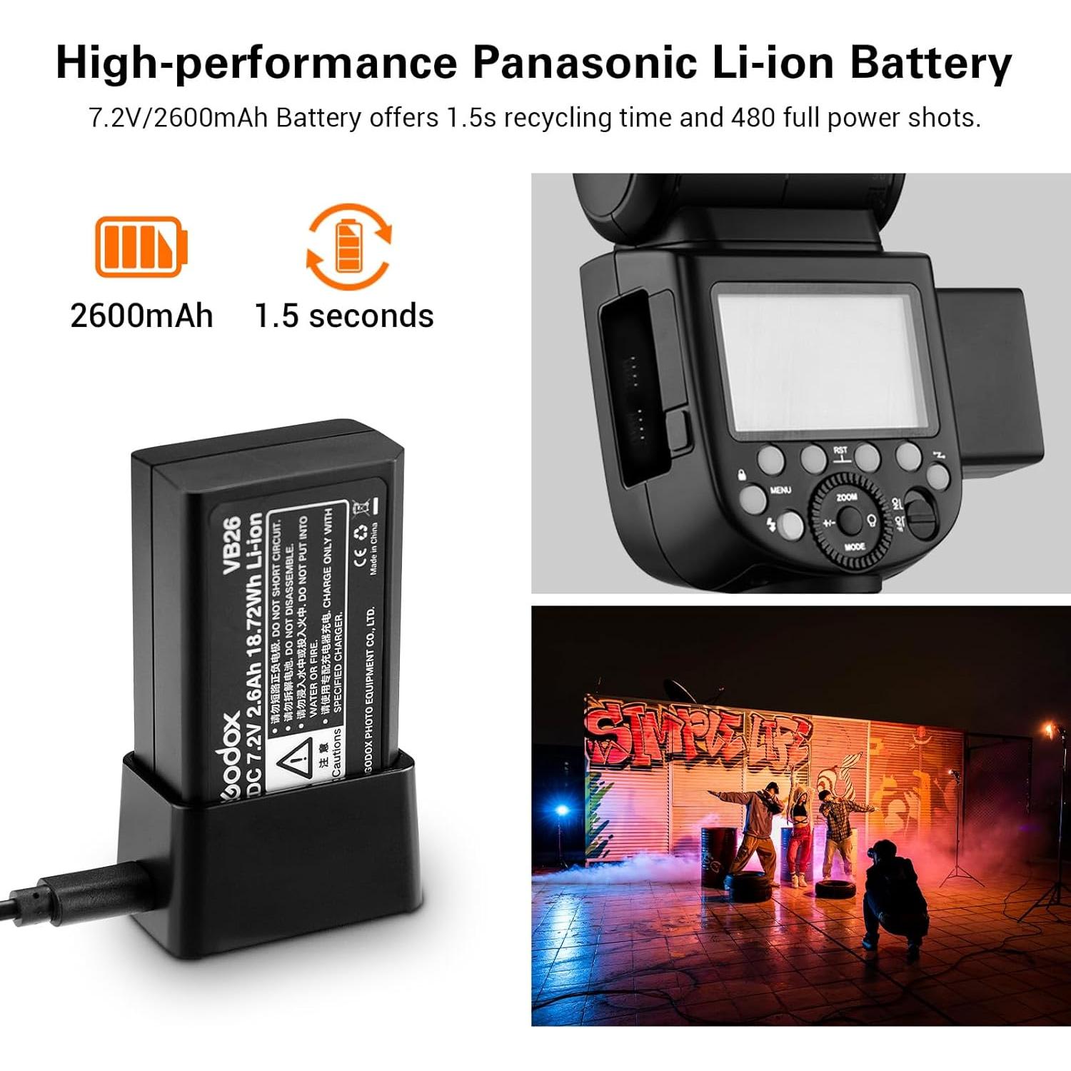 Flash Godox V1-C para Canon TTL 2.4G HSS 1/8000s 480 Flashes