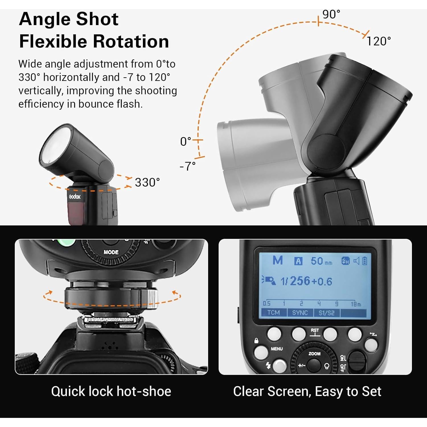 Flash Godox V1-C para Canon TTL 2.4G HSS 1/8000s 480 Flashes