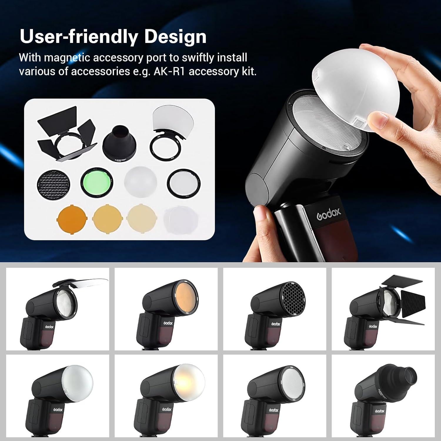 Flash Godox V1-C para Canon TTL 2.4G HSS 1/8000s 480 Flashes