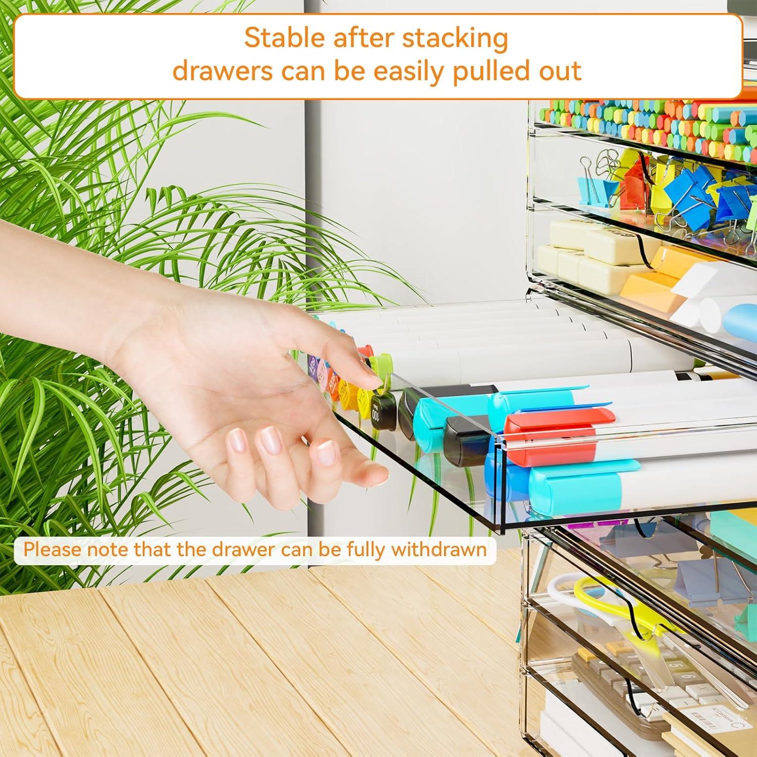 Organizadores de Cajones Apilables Yieach 3 Piezas Acrílico 25.7x15.5 cm