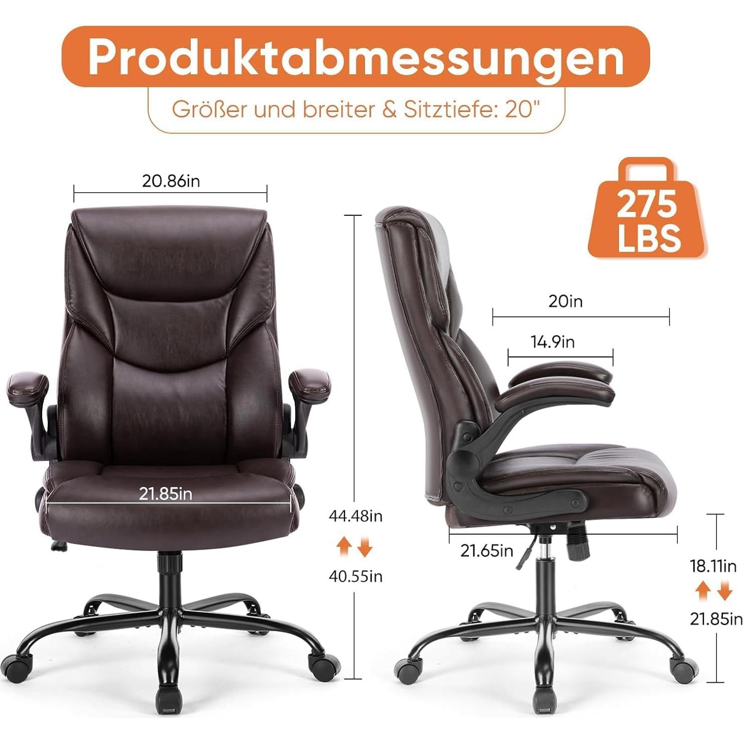 Silla de Juego Ergonómica Sweetcrispy, Respaldo Alto, Cuero PU, Marrón