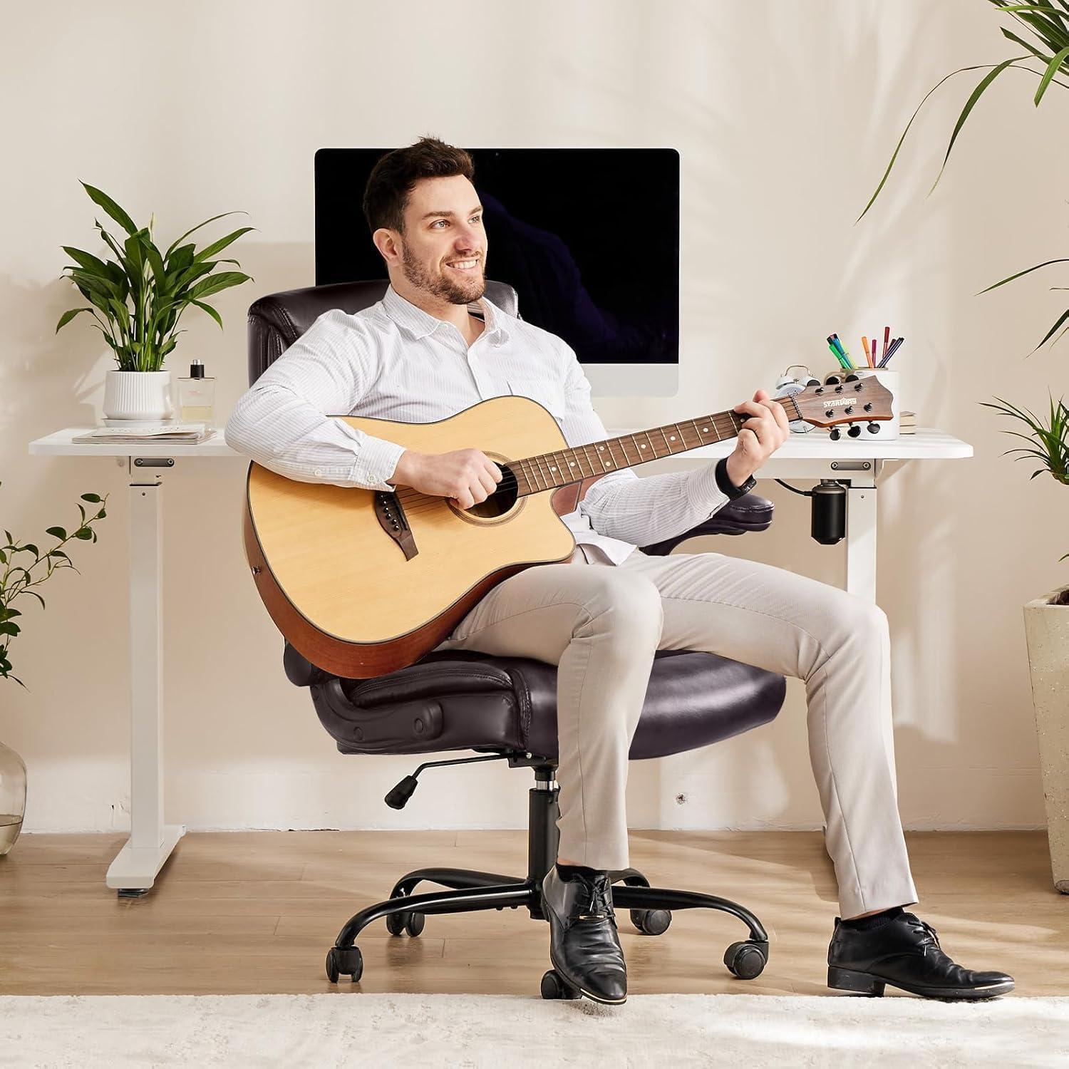 Silla de Juego Ergonómica Sweetcrispy, Respaldo Alto, Cuero PU, Marrón