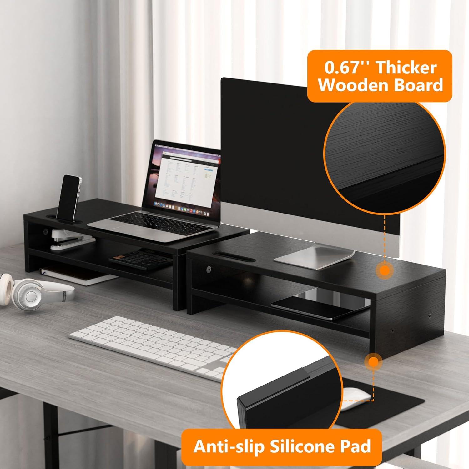 Soporte de Monitor de Madera RAGIFEN Negro 40x24x14 cm Antideslizante