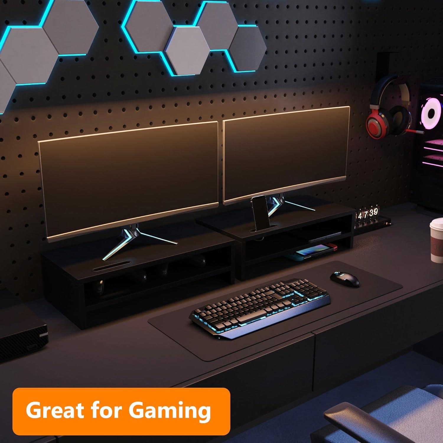 Soporte de Monitor de Madera RAGIFEN Negro 40x24x14 cm Antideslizante