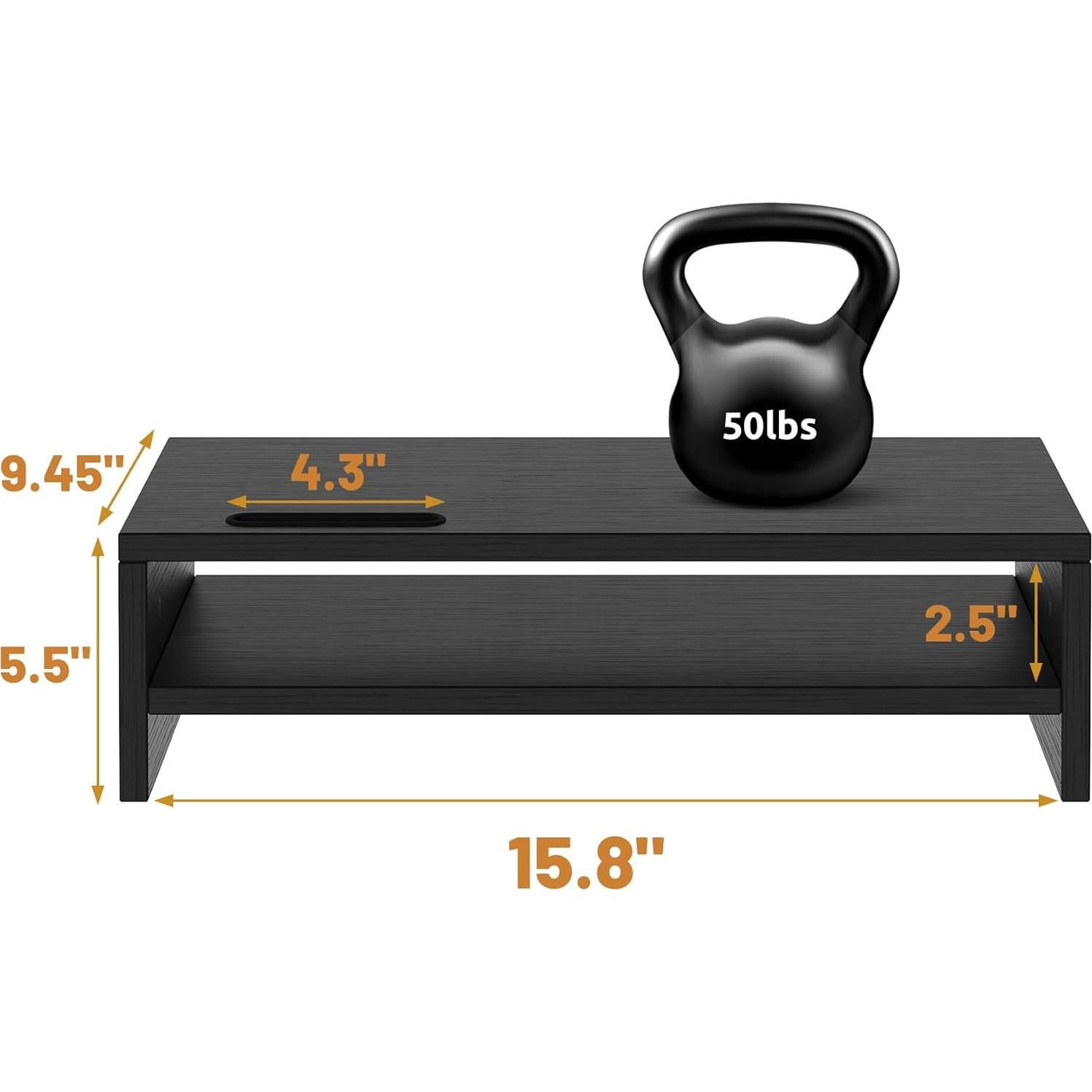 Soporte de Monitor de Madera RAGIFEN Negro 40x24x14 cm Antideslizante