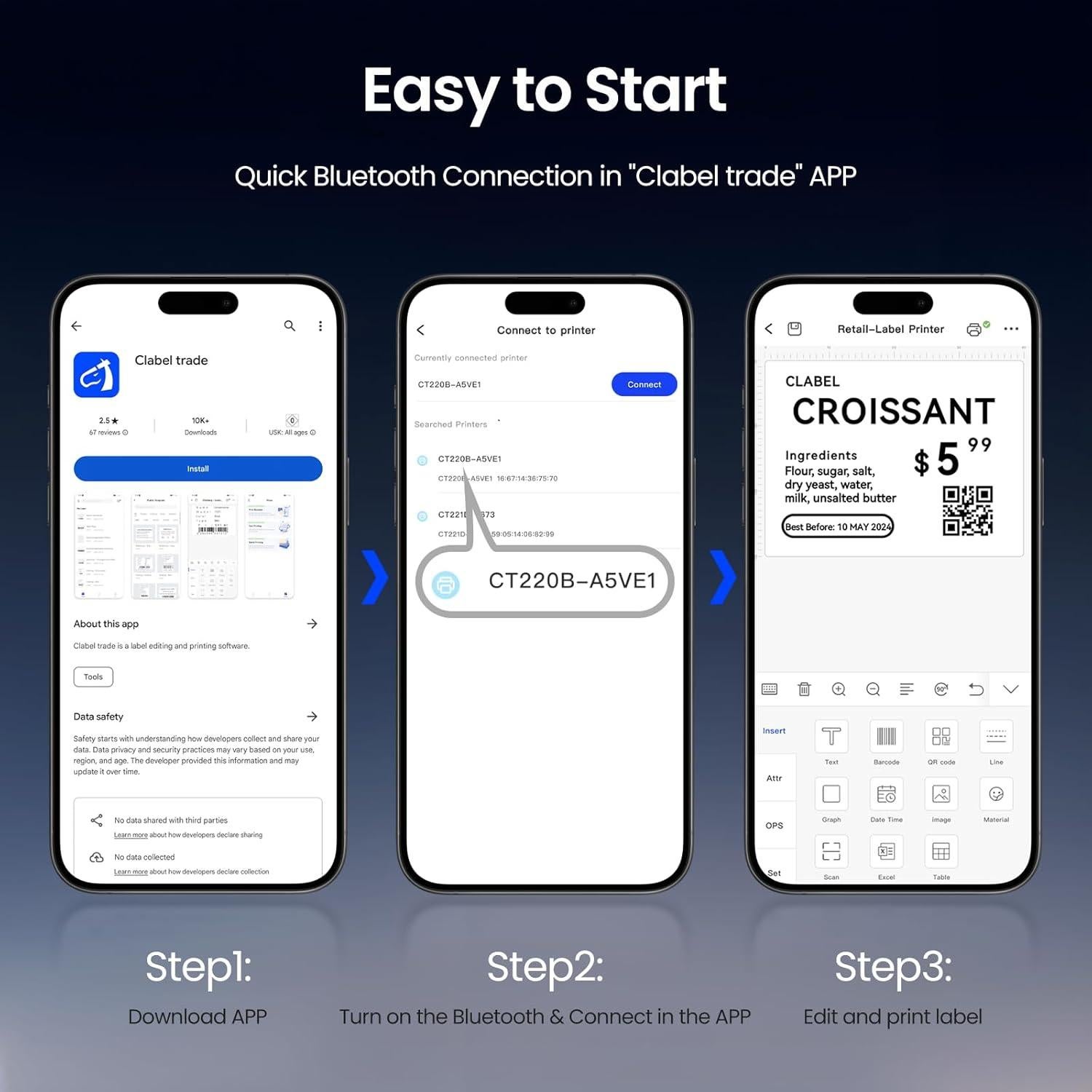 Impresora de Etiquetas CLABEL 220B Térmica Bluetooth 2" Sin Tinta