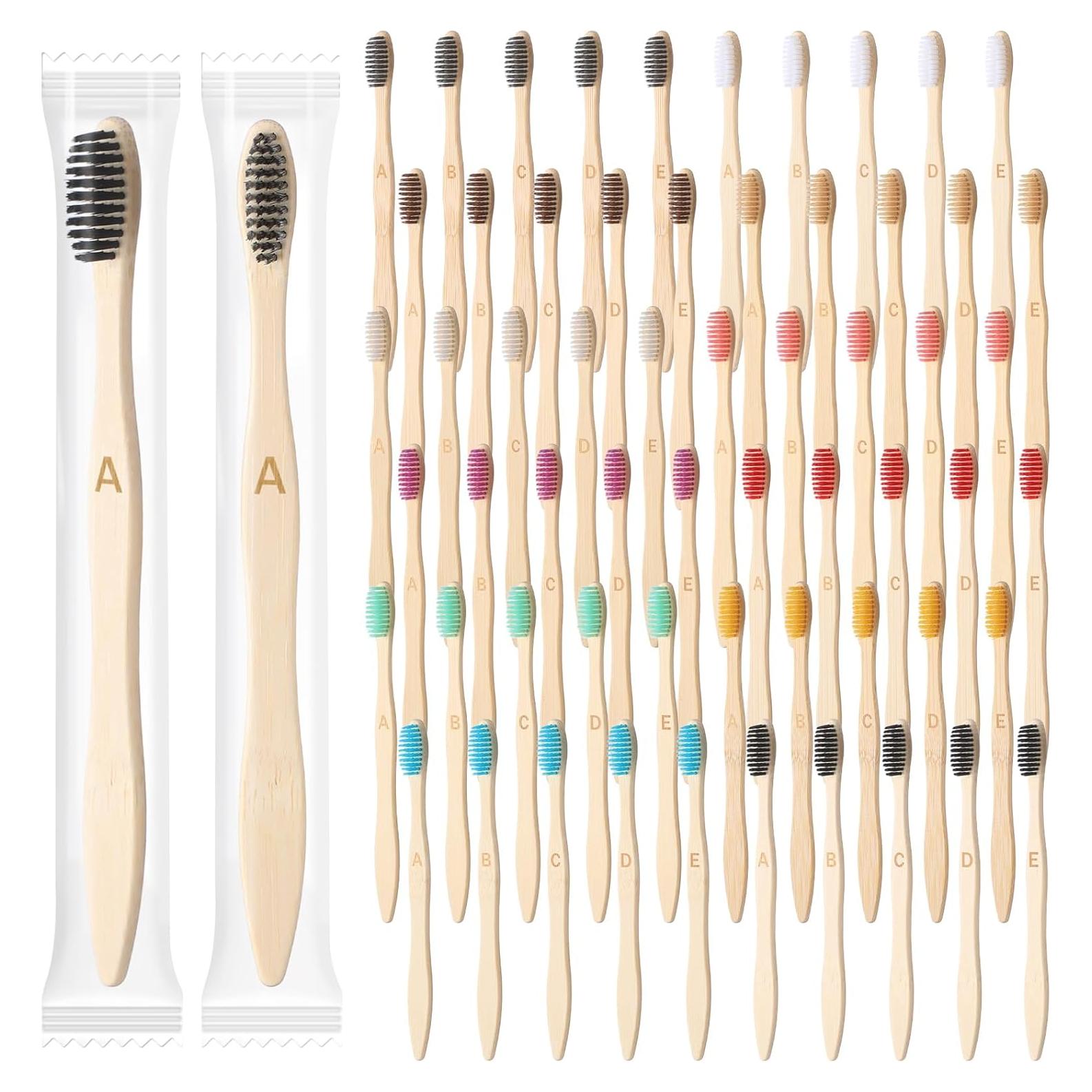 Cepillos de Dientes de Bambú Sieral 60 Pcs Suaves 19 cm