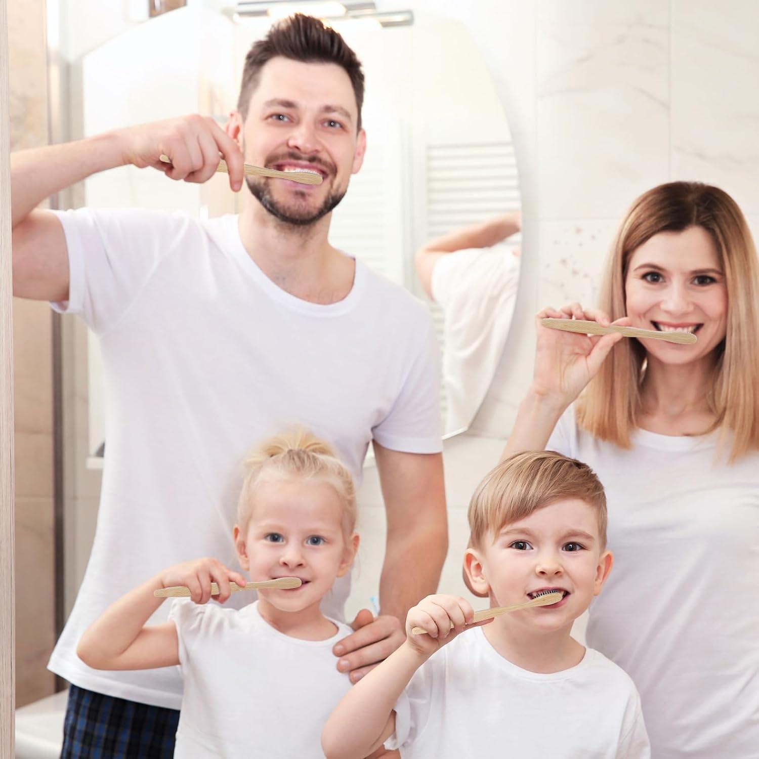 Cepillos de Dientes de Bambú Sieral 60 Pcs Suaves 19 cm