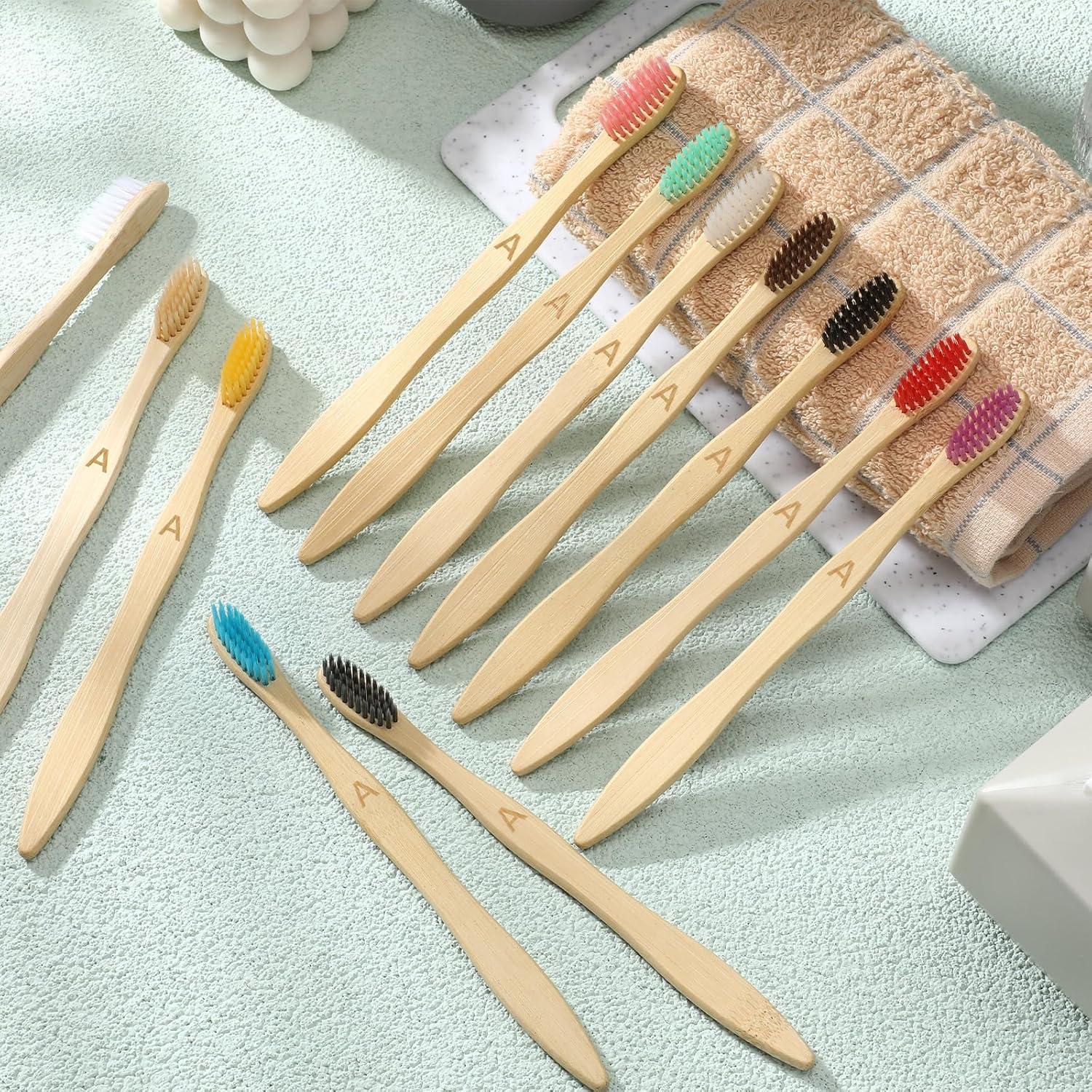 Cepillos de Dientes de Bambú Sieral 60 Pcs Suaves 19 cm