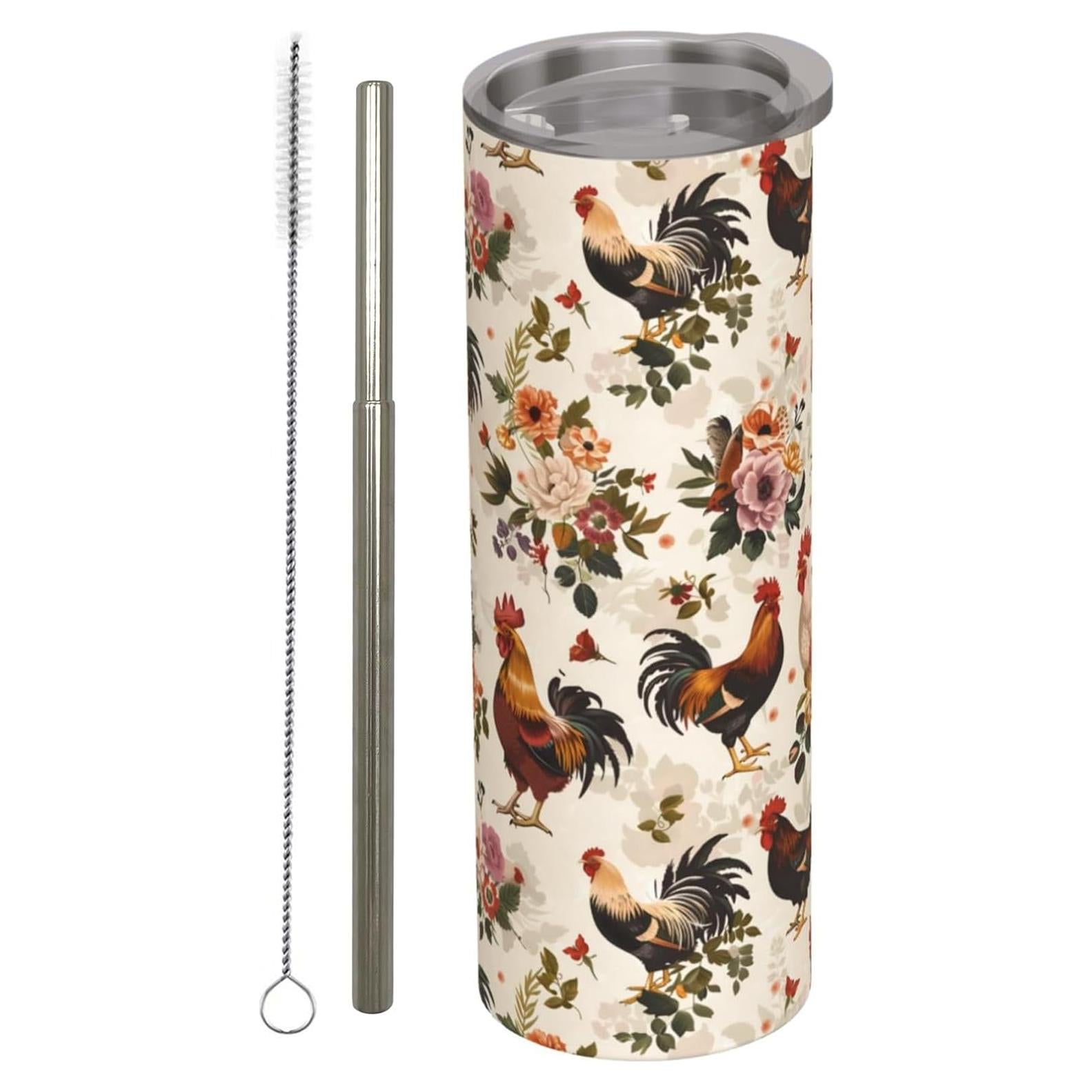 Taza Térmica Acero Inoxidable 590ml AmePay Floral con Tapa