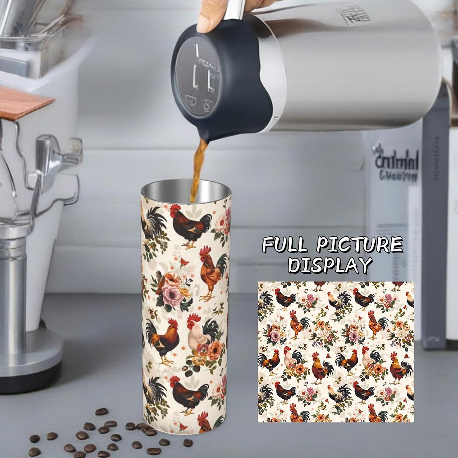 Taza Térmica Acero Inoxidable 590ml AmePay Floral con Tapa