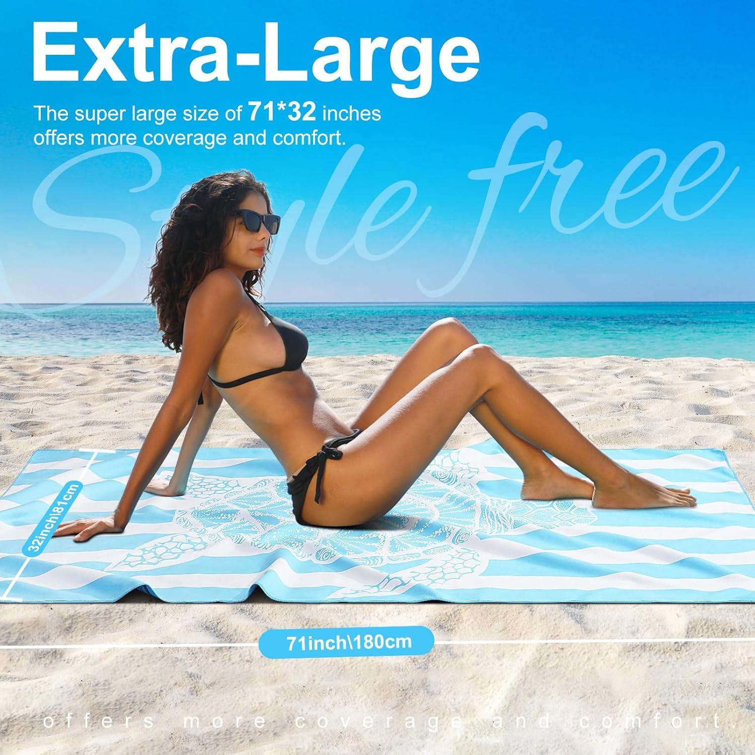 Toallas de Playa Microfibra Genovega 2 Paquetes Secado Rápido