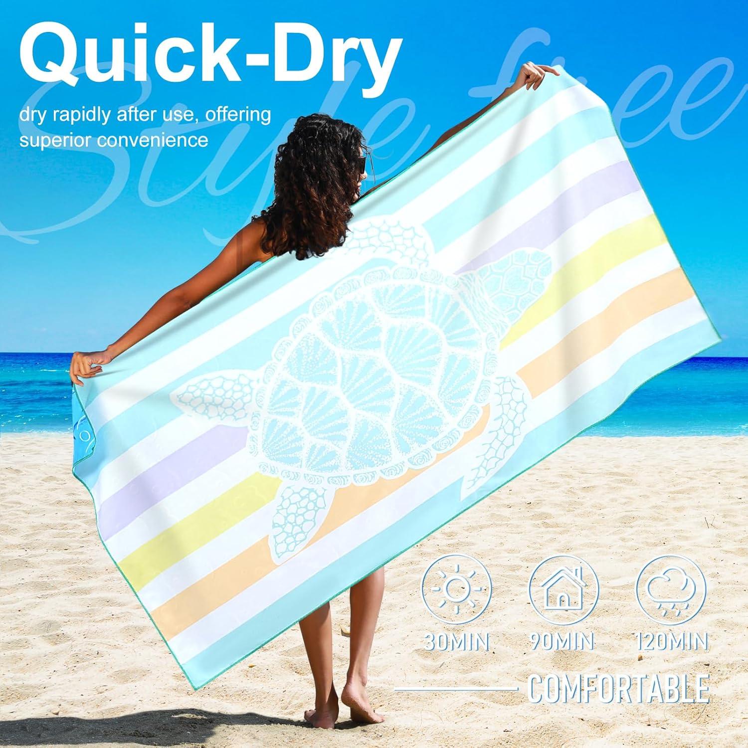 Toallas de Playa Microfibra Genovega 2 Paquetes Secado Rápido