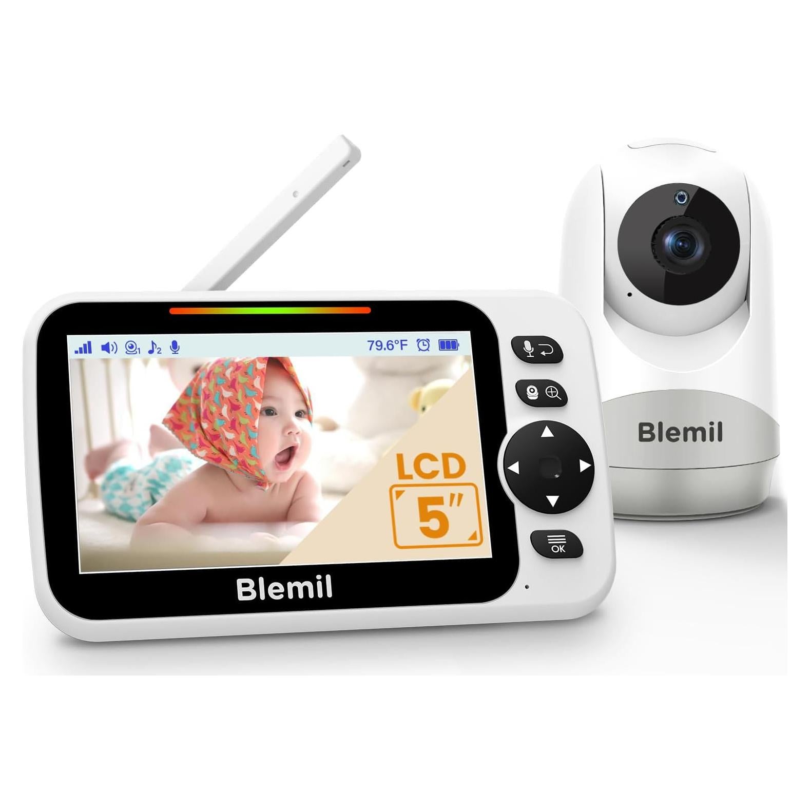 Monitor de Bebé Blemil BL9052 con Pantalla de 5" y Batería de 30h