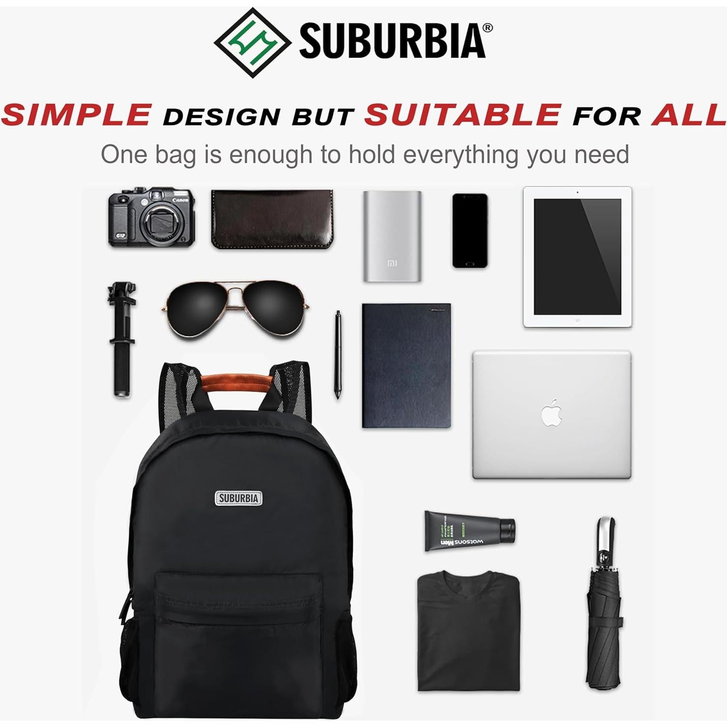 Mochila Plegable SUBURBIA 18L Resistente al Agua Gris Oscuro