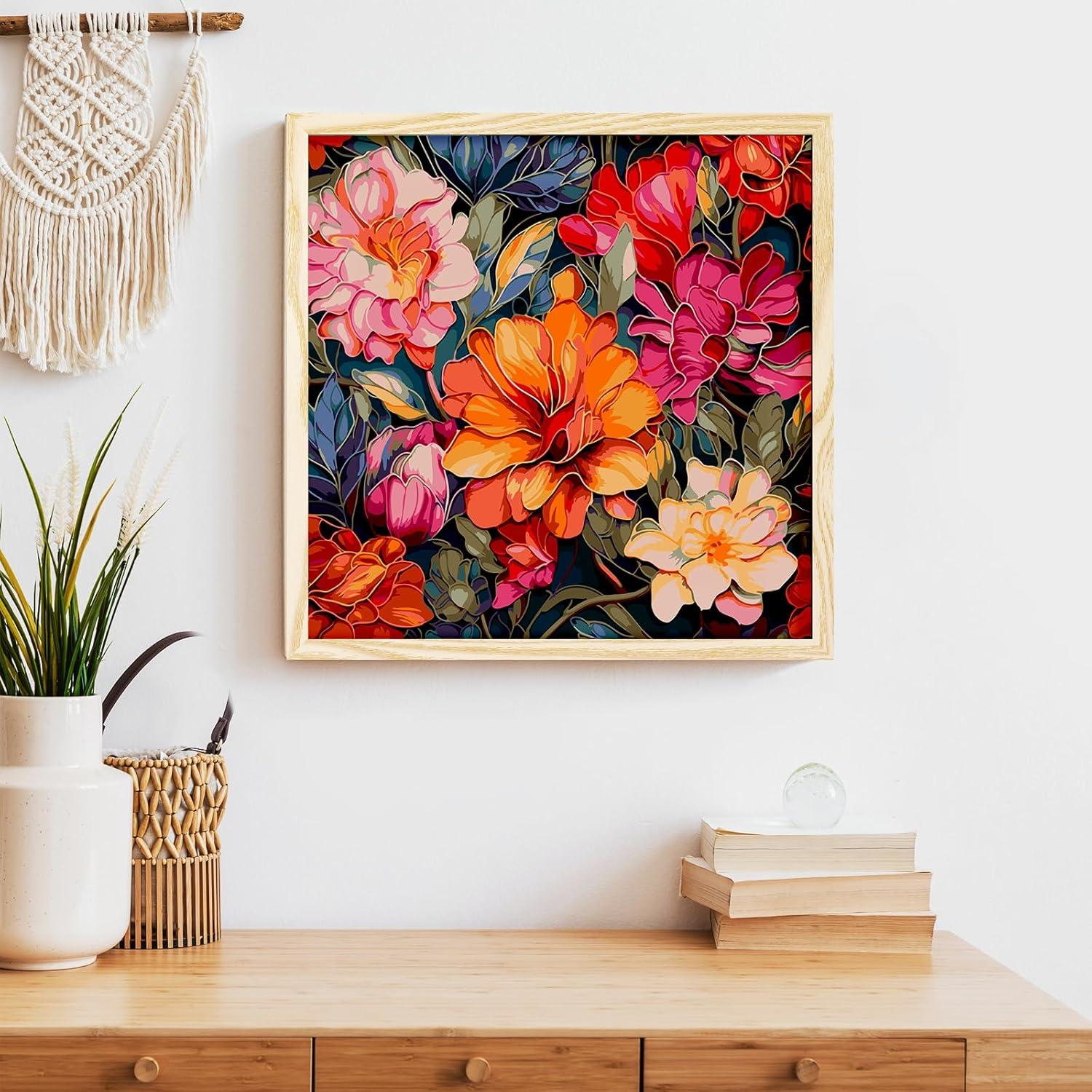 Kit de Pintar por Números Camocin 40x40 cm Floral Acrílico