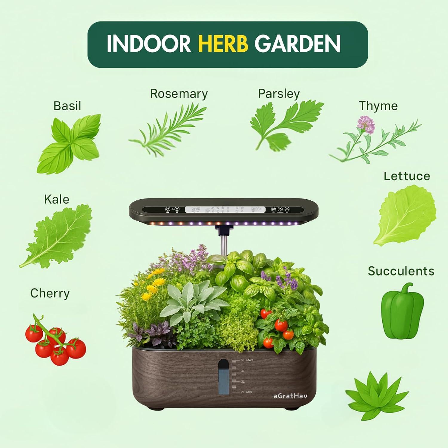 Kit de Cultivo Hidropónico aGratHav 14 Cápsulas LED Negro