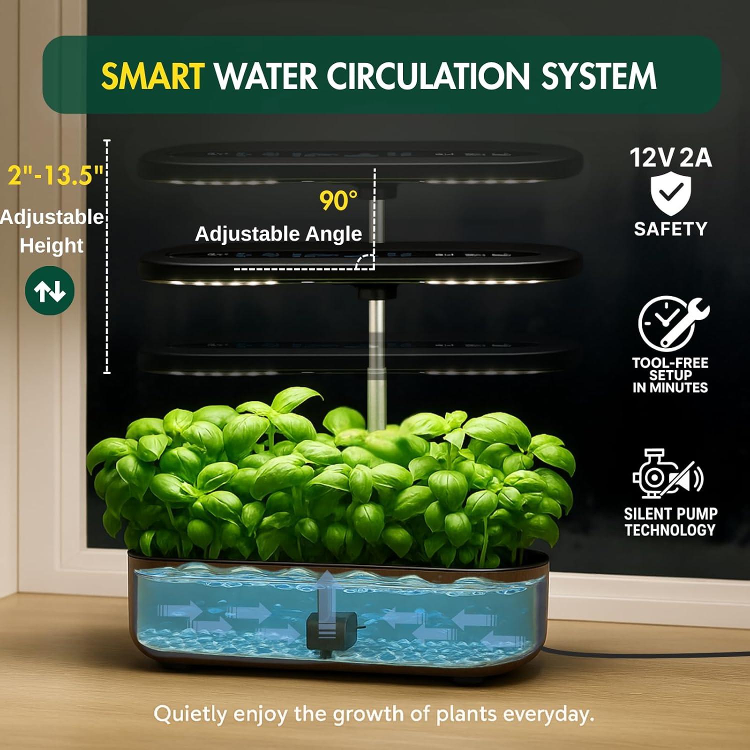 Kit de Cultivo Hidropónico aGratHav 14 Cápsulas LED Negro